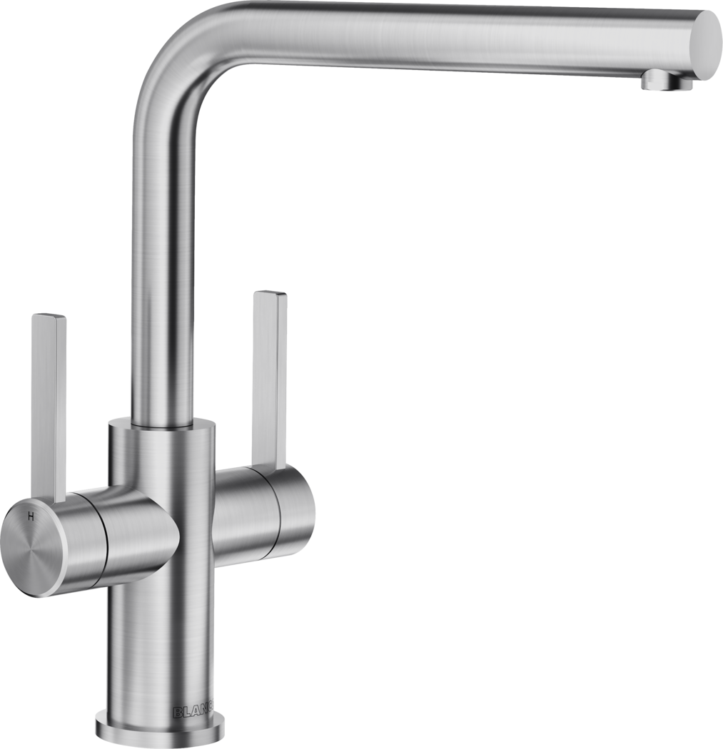 Blanco Lanora Twin 526702 Twin Lever Mixer Kitchen Tap - Brushed Stainless Steel