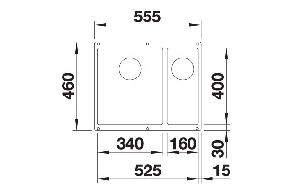 Blanco Rotan 340/160 U LHB 523077 Undermount Sink Silgraint - Anthracite