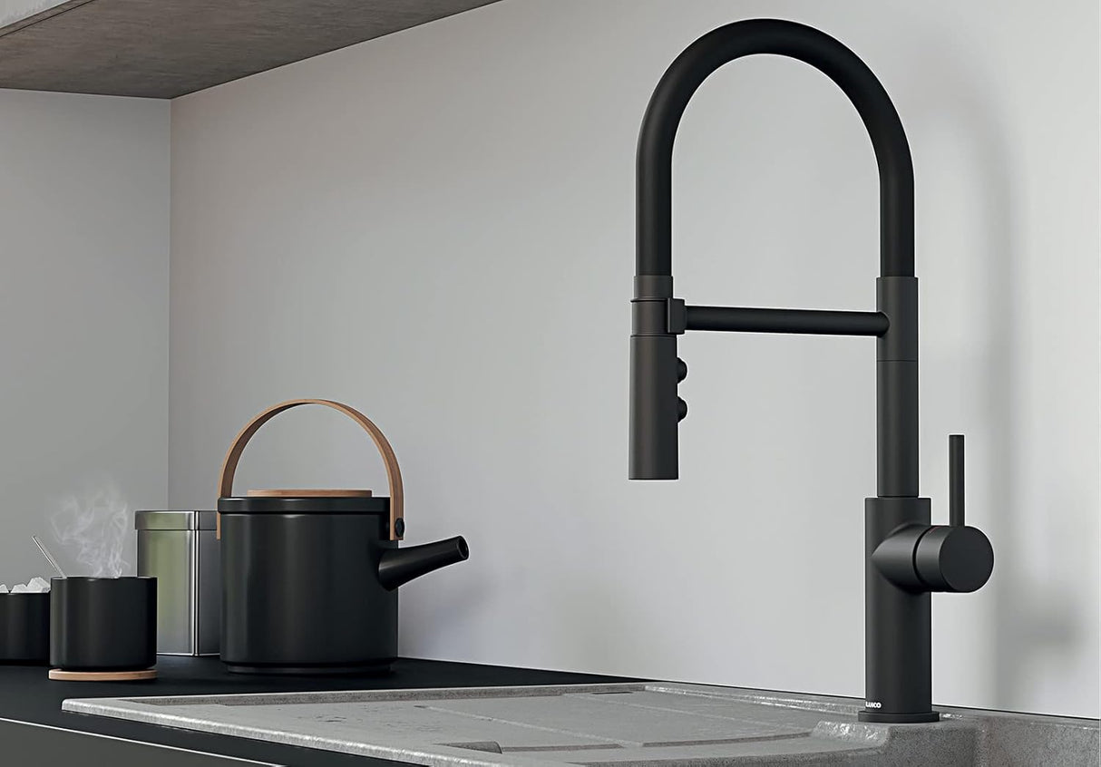 Blanco CATRIS-S 525793 Flexo Pull Out Kitchen Tap with Rubber Hose - Matte Black
