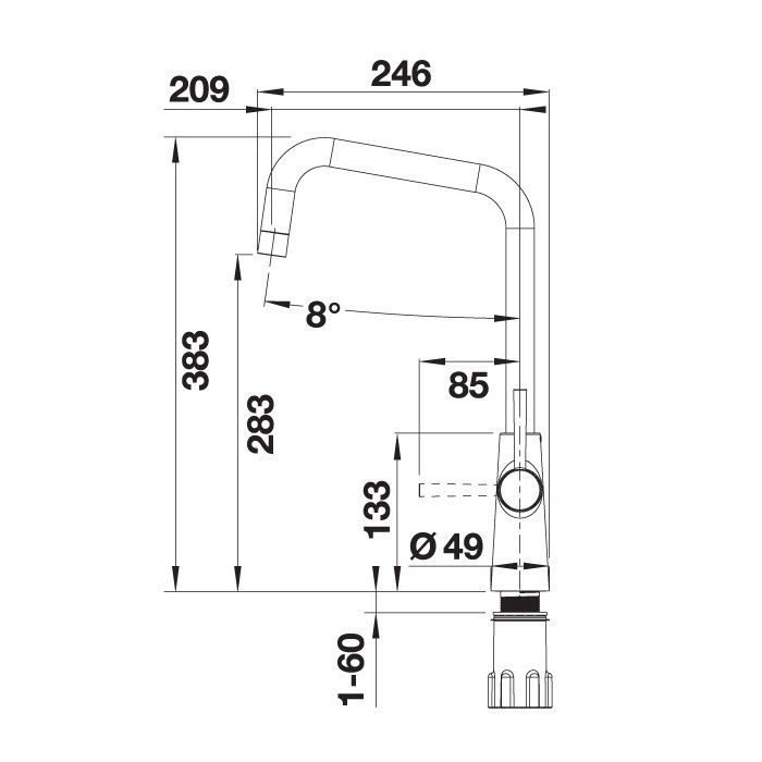 Blanco Jax 527527 Twin Lever Monoblock Mixer Tap - Matte Black