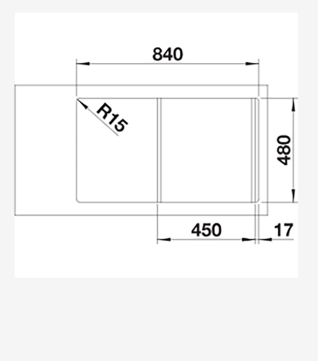 Blanco DINAS 45 S - 454436 - 1 Bowl Inset Stainless Steel Reversible Kitchen Sink - Brushed