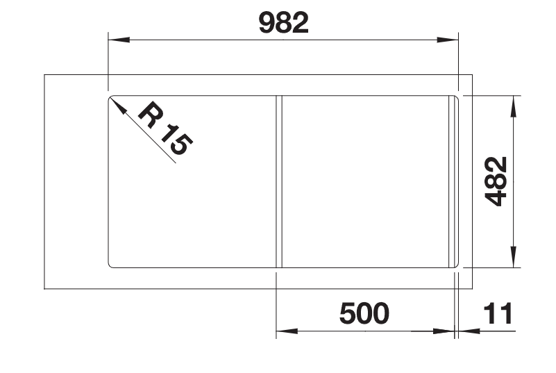 Blanco LIVIT XL 5 S - 450836 - 1.0 Bowl Inset Stainless Steel Sink