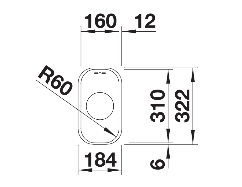 Blanco Supra 160-U - 450748 - Undermount Kitchen Sink - Stainless Steel