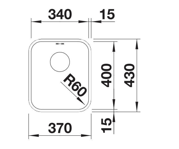 Blanco Supra 340-U - 450762 - Undermount Kitchen Sink - Stainless Steel