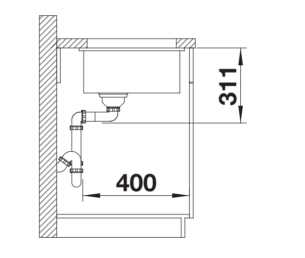 Blanco Subline 500-U Ceramic - 523733 - Crystal White Gloss PuraPlus Undermount 1.0 Bowl Sink