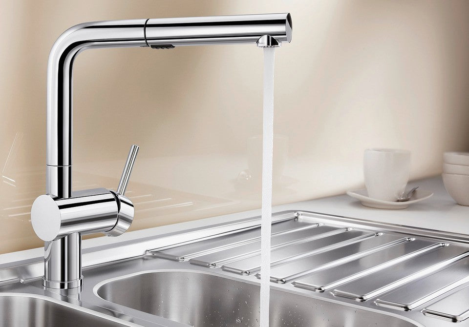 Blanco Linus-S Vario - 518406 - Single Lever Monobloc Kitchen Tap with Pull-out Spray - Chrome