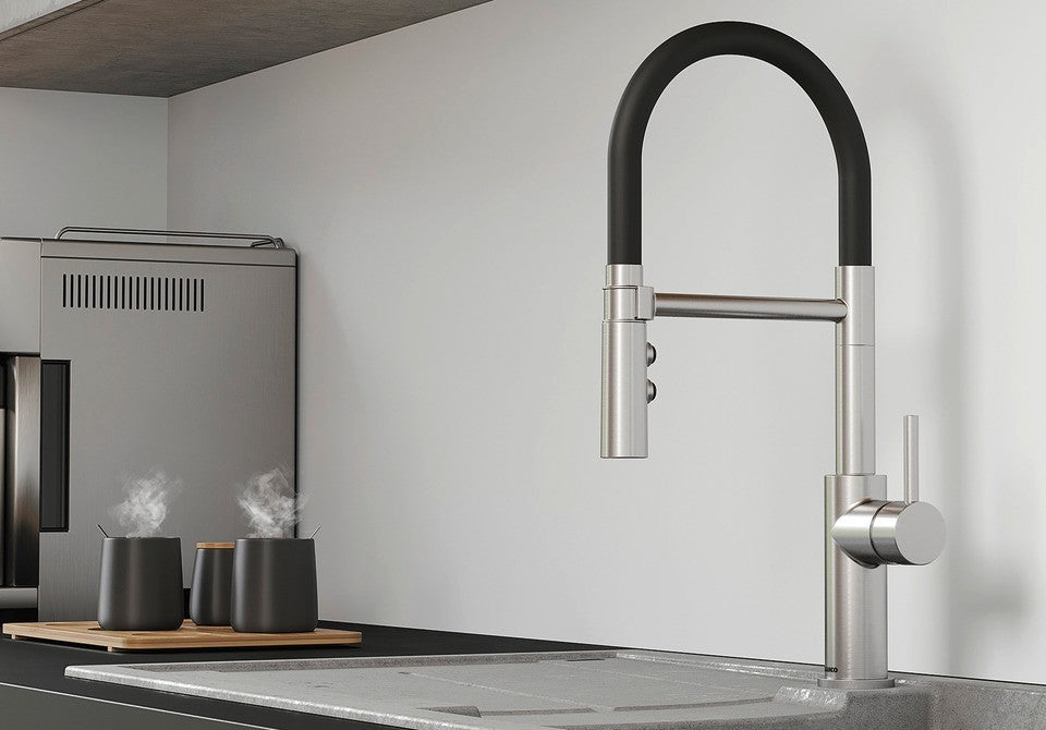 Blanco CATRIS-S Flexo - 527731 - Pull Out Kitchen Tap with Rubber Hose - Satin Dark Steel