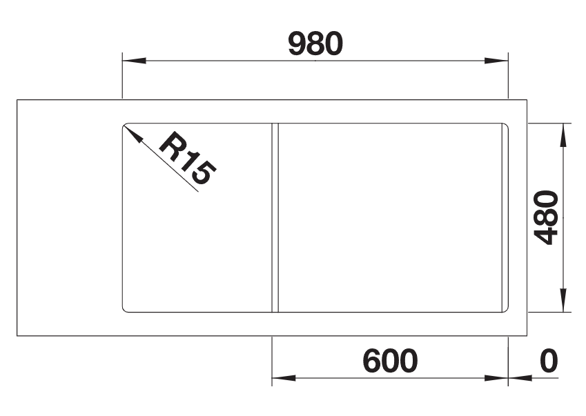 Blanco Classimo 6 S-IF - 525328 - 1.5 Bowl Reversible Inset Kitchen Sink - Stainless Steel