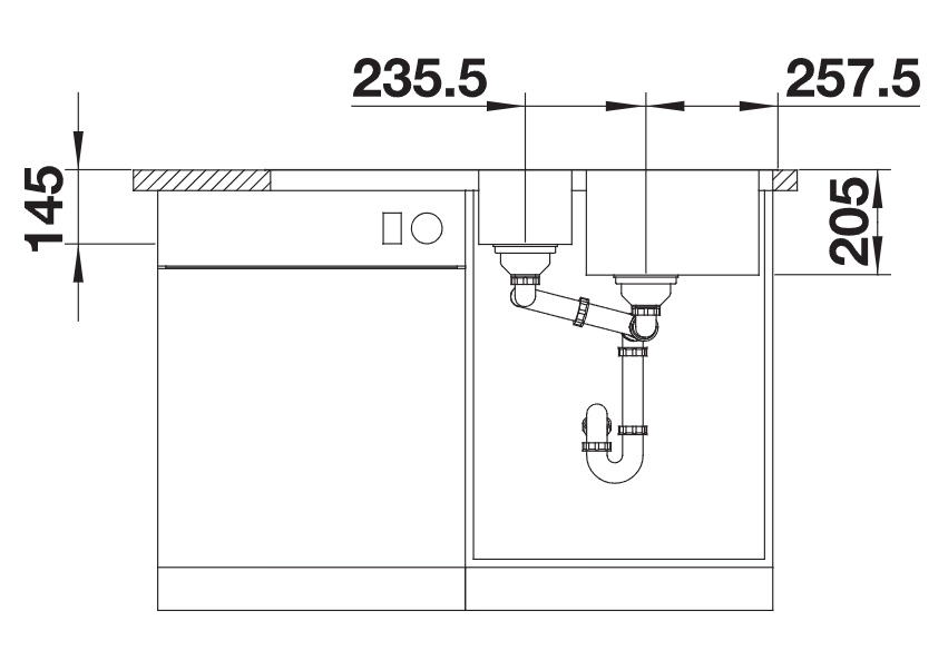 Blanco Classimo 6 S-IF - 525328 - 1.5 Bowl Reversible Inset Kitchen Sink - Stainless Steel