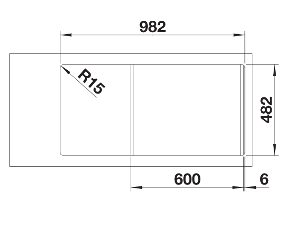 Blanco LIVIT XL 6 S - 453364 - 1.0 Bowl Inset Stainless Steel Sink