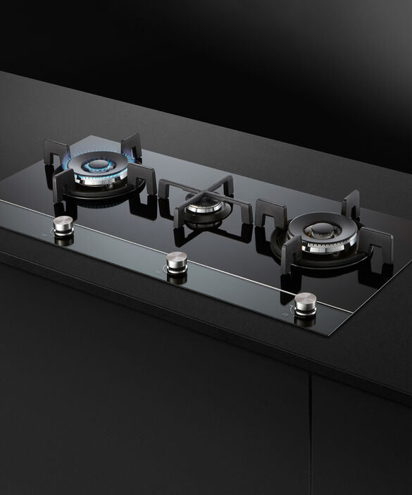 Fisher & Paykel CG903DNGGB4 90cm Series 9 3 Burner Gas Hob Natural Gas - Black
