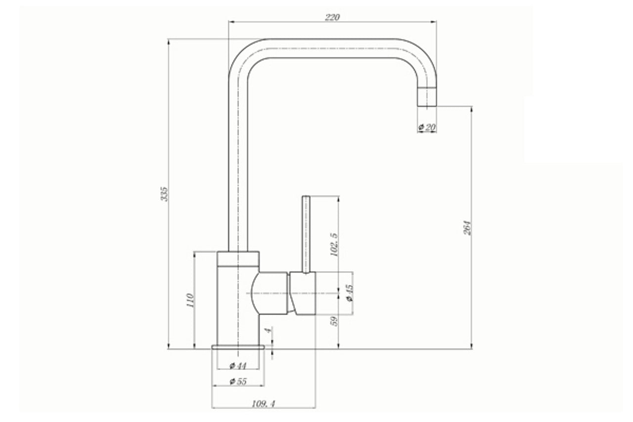 1810 CAS/01/CH/S/GDW - Purquartz Cascata Chrome Square Spout - White