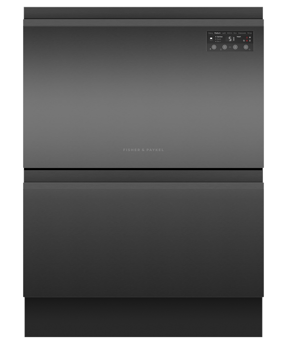 Fisher & Paykel DD60D2HNB9 Series 7 Contemporary Double DishDrawer Dishwasher - Black Stainless Steel
