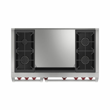 Wolf DF48450DG/S/P 48" Dual Fuel Range - 4 Burners & Infrared Dual Griddle