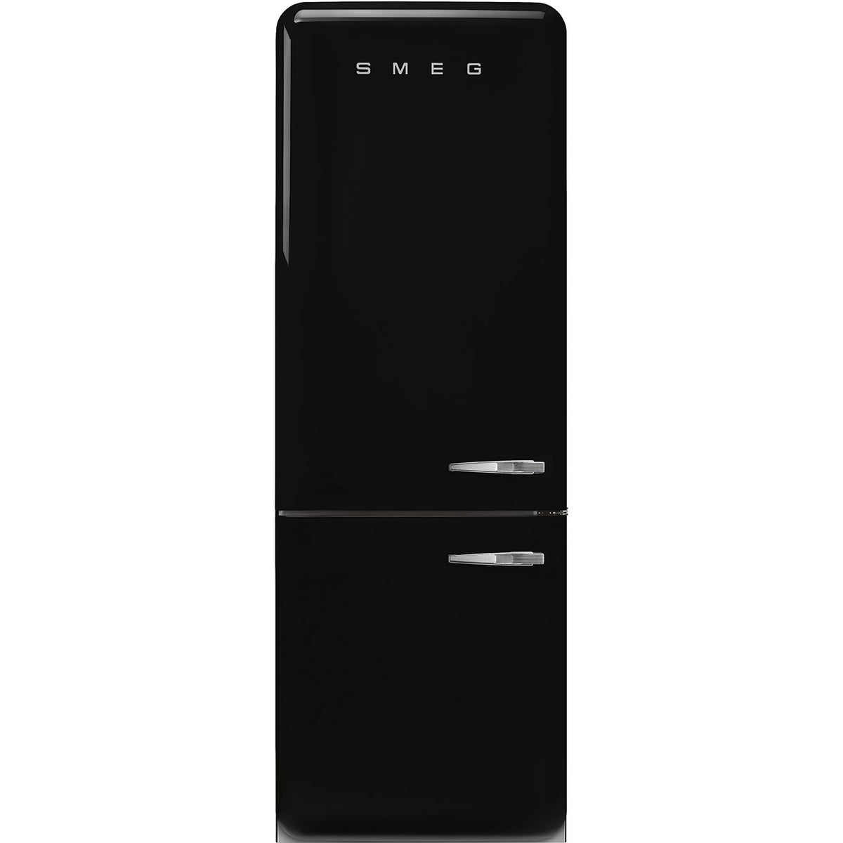 Smeg FAB38LBL6 Retro Free Standing Refrigerator in Black Left hand hinge 706 mm wide Gloss finish - Lux Appliances