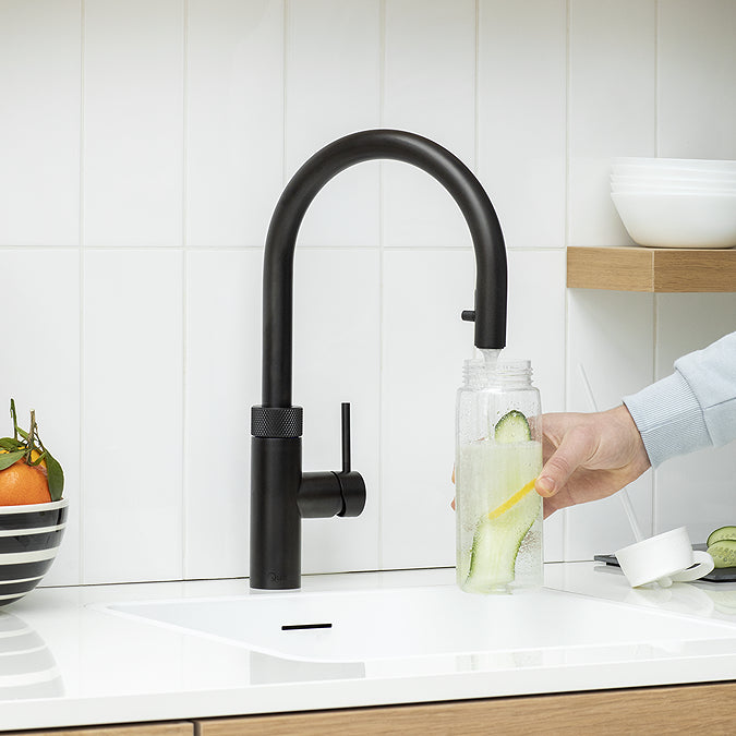 Quooker FXRBLKPRO Flex Pull Out Hose Tap with PRO3 Boiling Water Tank - Black