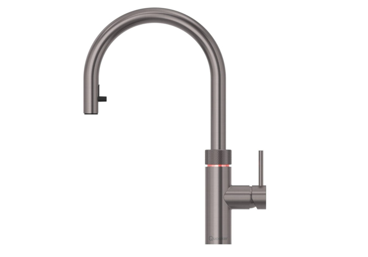 Quooker FXRGMECOMBI Flex Pull Out Hose Tap with Combi 2.2-EQ B tank Boiling Water Tank - Gunmetal