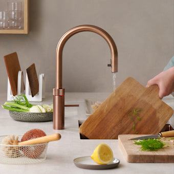 Quooker FXRRCOCOMBI Flex Pull Out Hose Tap with Combi 2.2-EQ B tank Boiling Water Tank - Rose Copper