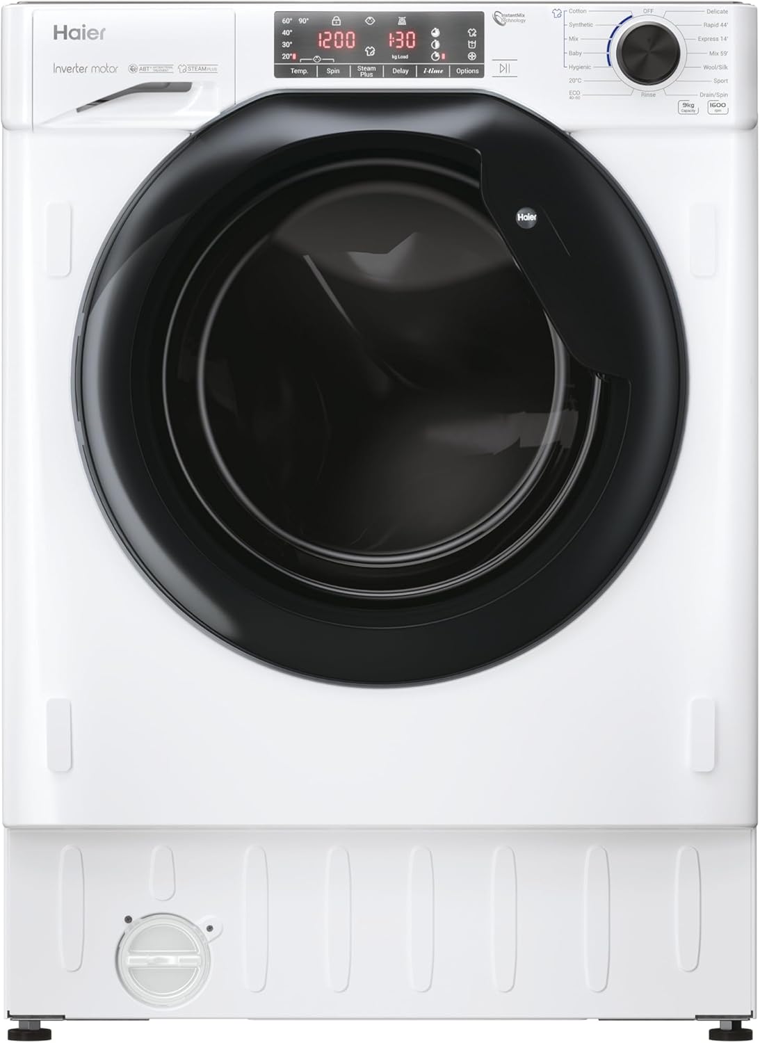 Haier HWQ90B416FWB-UK 9kg Integrated Washing Machine - A Rated - White & Black