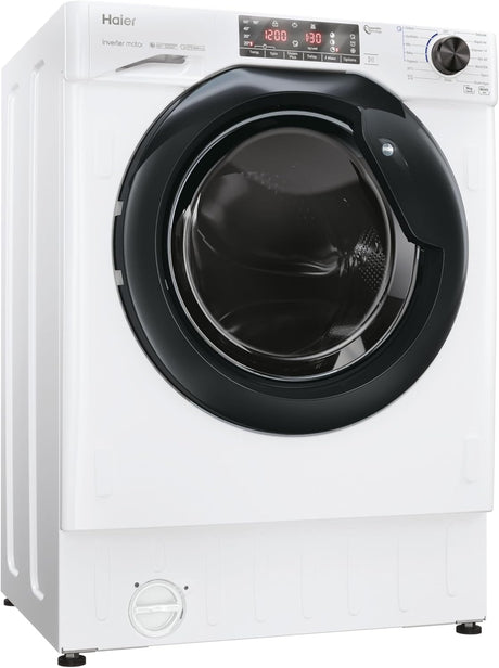 Haier HWQ90B416FWB-UK 9kg Integrated Washing Machine - A Rated - White & Black