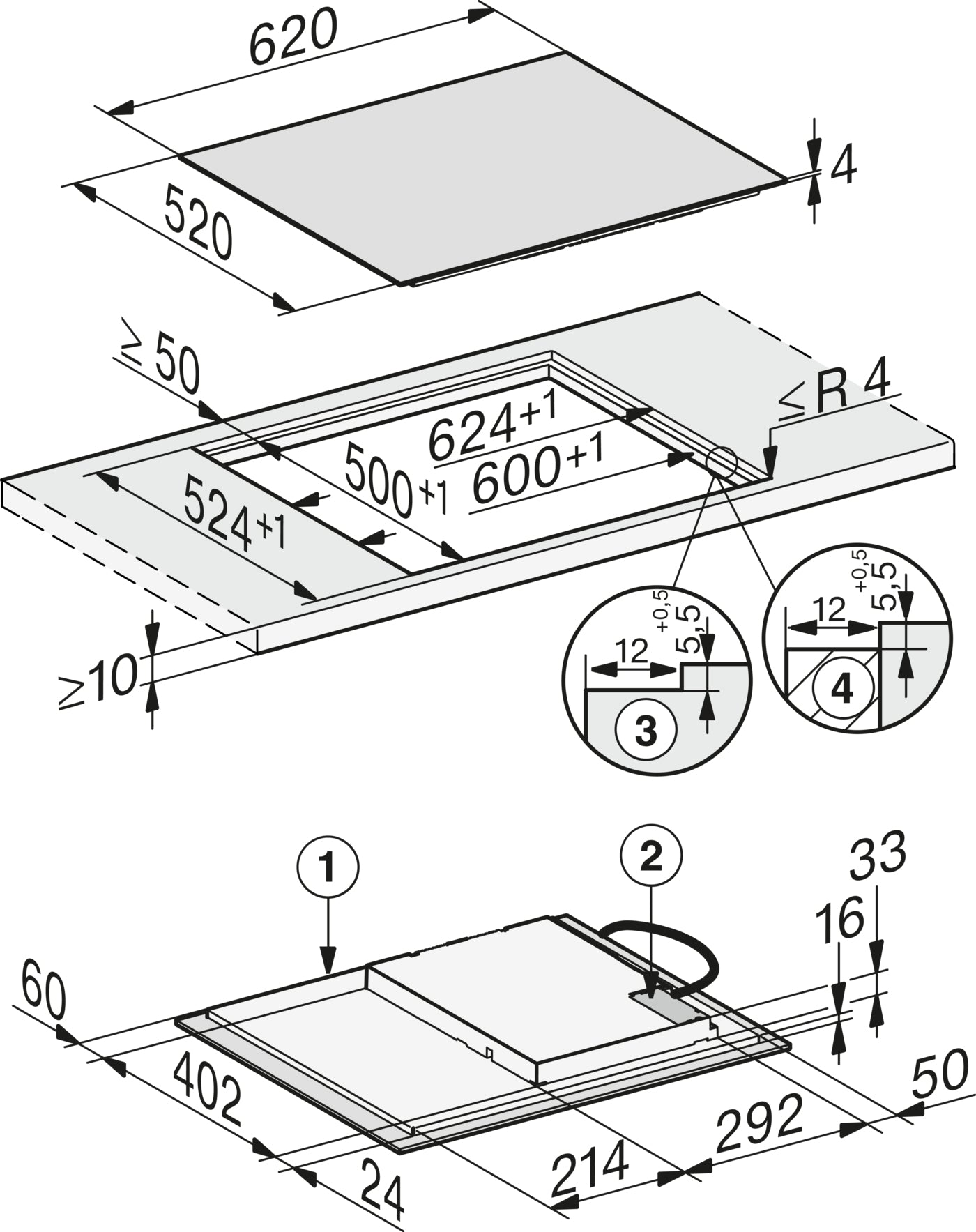 Miele KM7361FL 60cm Wide Induction Hob - Black