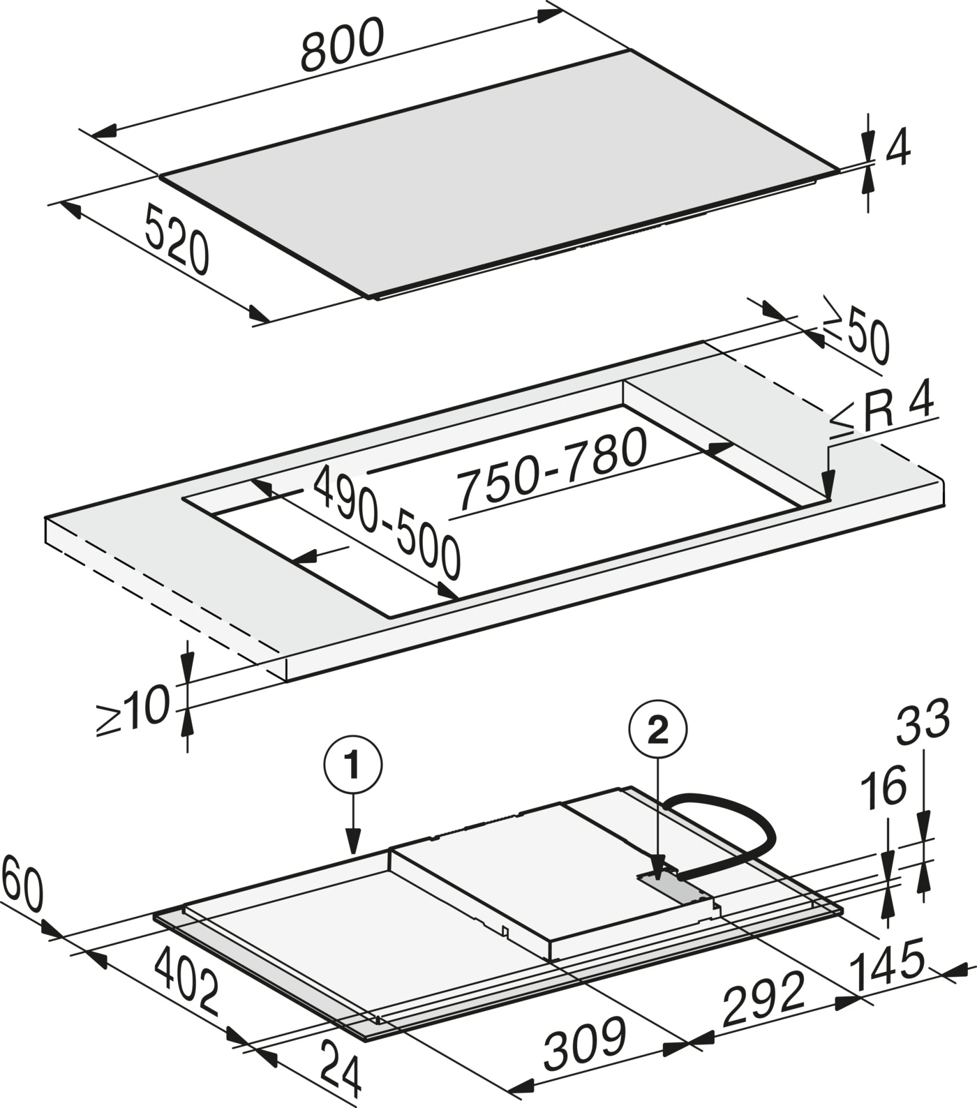 Miele KM7373FL 80cm Wide Induction Hob - Black