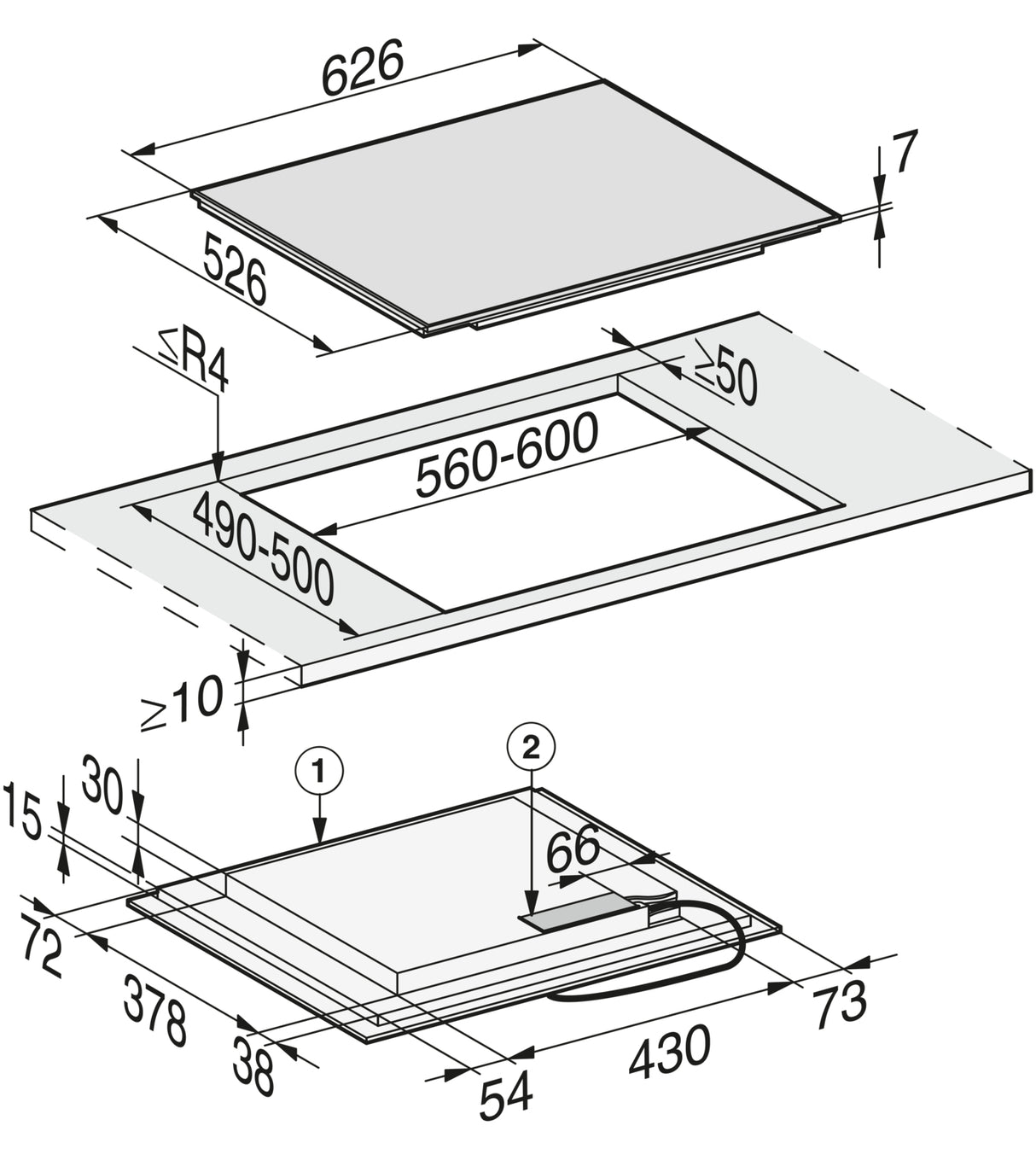 Miele KM7464FR 60cm Wide Induction Hob - Black/Stainless Steel Trim