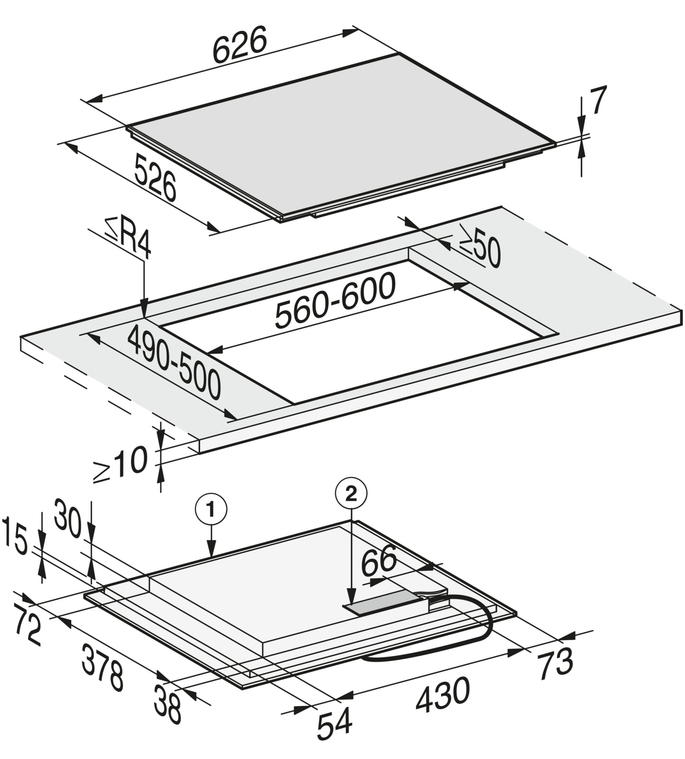 Miele KM7464FR 60cm Wide Induction Hob - Black/Stainless Steel Trim