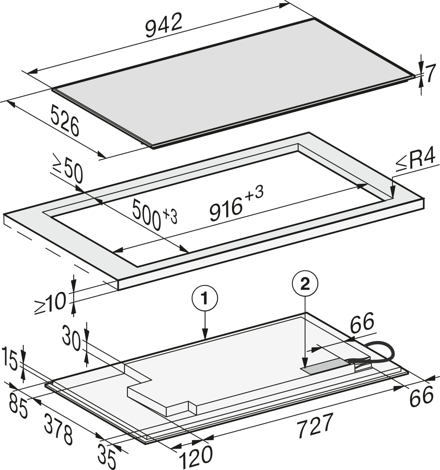 Miele KM7699FR 90cm Wide Induction Hob - Black/Stainless Steel Trim