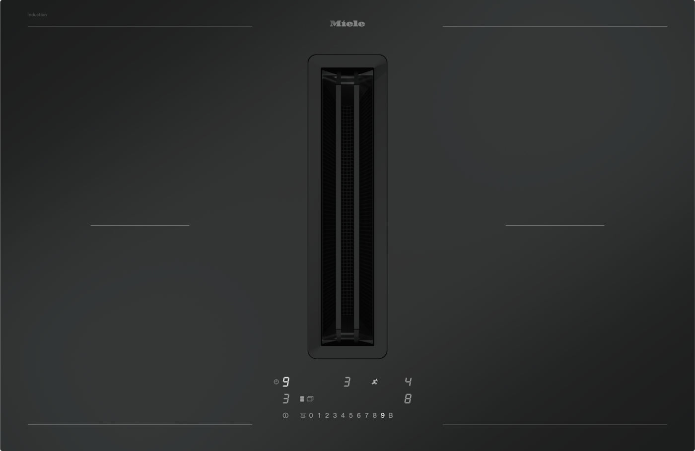 Miele Matt Finish KMDA7876FL-A 80cm Wide Venting Induction Hob – Externally Ducted - Matte Black