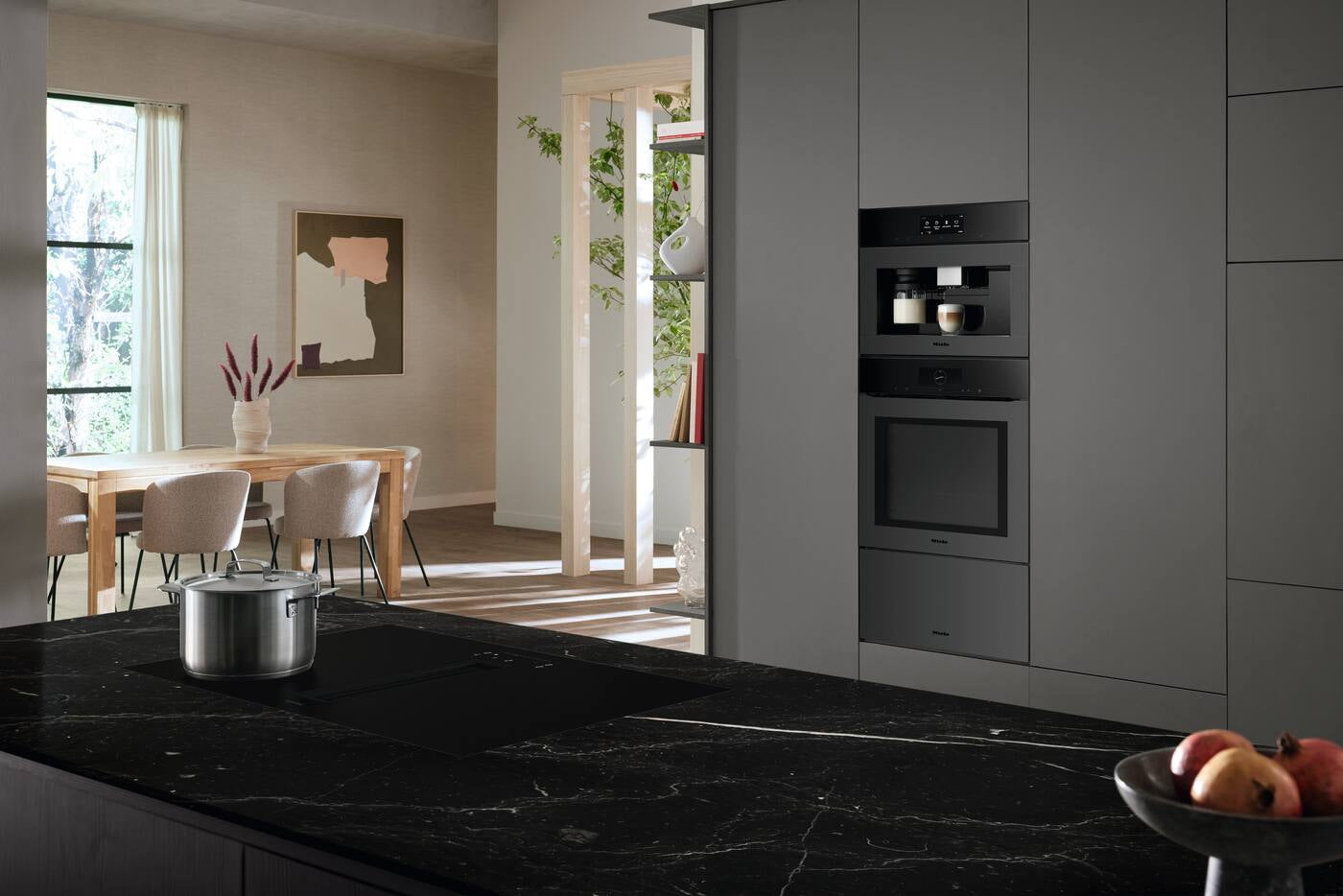 Miele Matt Finish KMDA7876FL-A 80cm Wide Venting Induction Hob – Externally Ducted - Matte Black