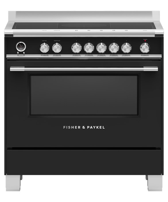 Fisher & Paykel OR90SCI6B1 90cm Series 9 Classic 5 Zone Induction Pyrolytic Freestanding Cooker - Black