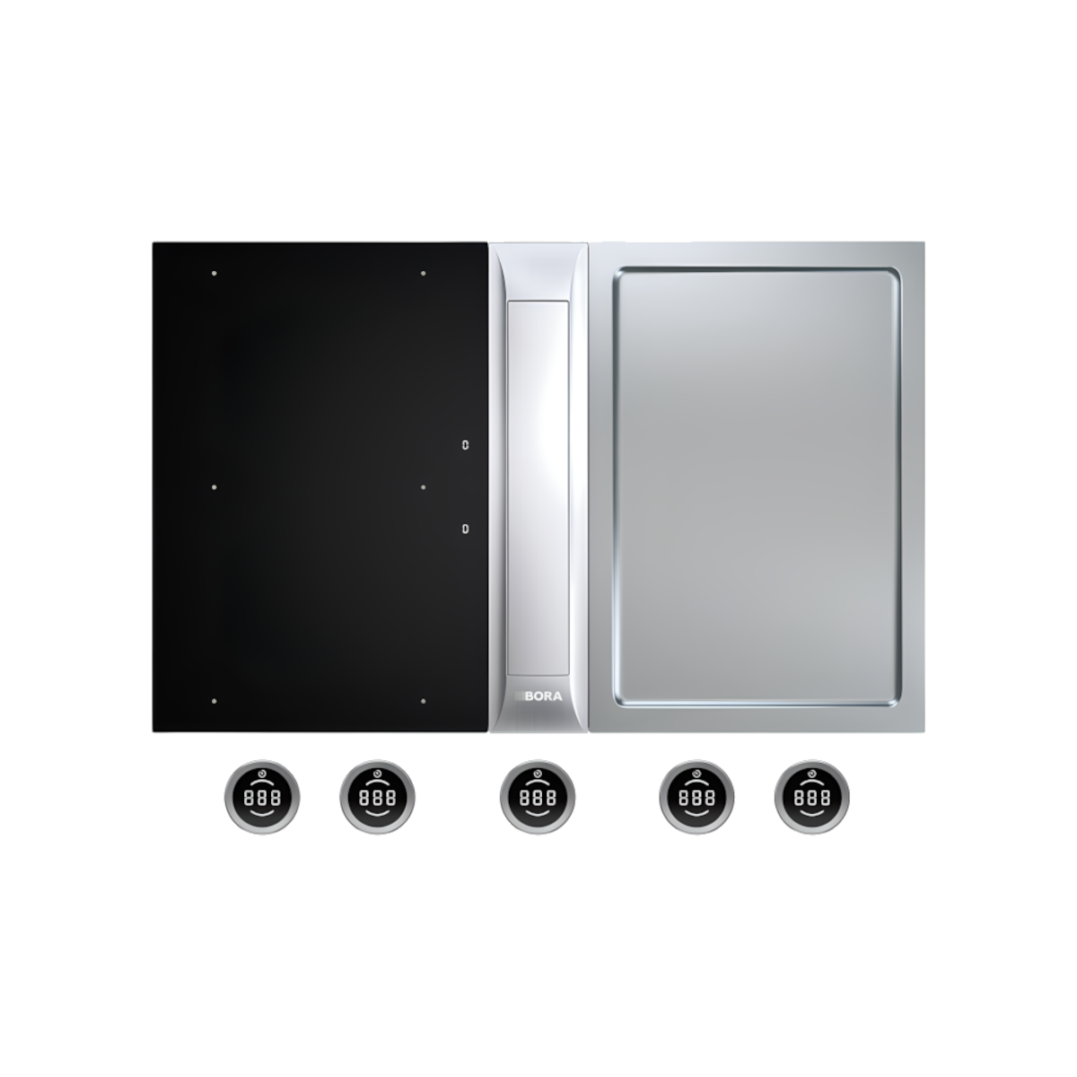 BORA Professional 3.0 PKAS3FIT Stainless Steel/Black Venting Induction and Tepan Hob Set