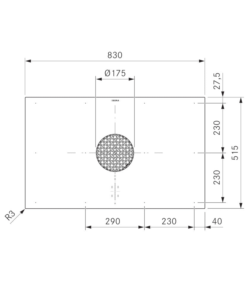 BORA PUXU2R X Pure 80cm Wide Black Venting Induction Hob – Recirculating