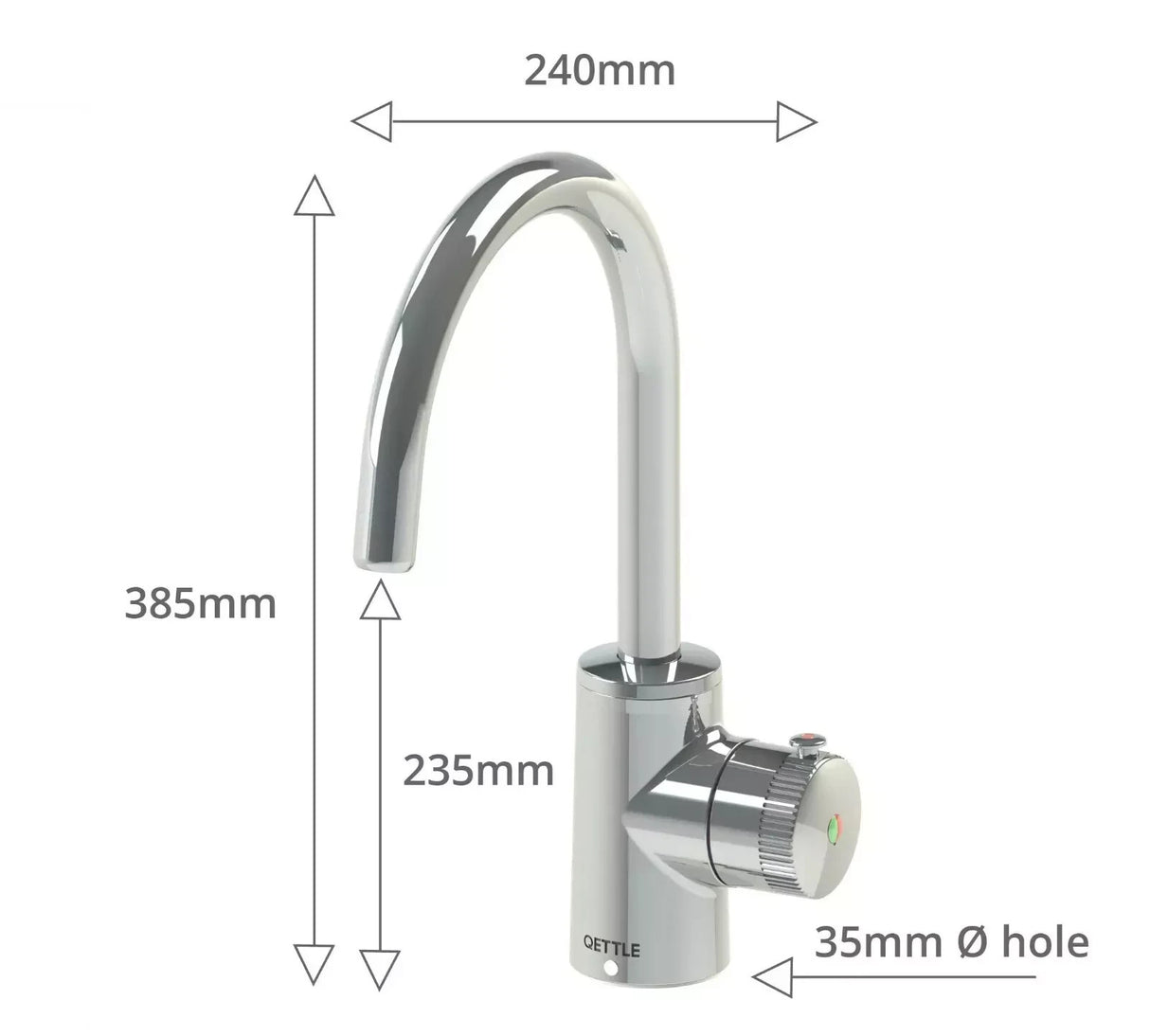 Qettle Q9220 4-in-1 Instant Boiling Water Tap 2 Litre Boiler - Chrome - Round Spout