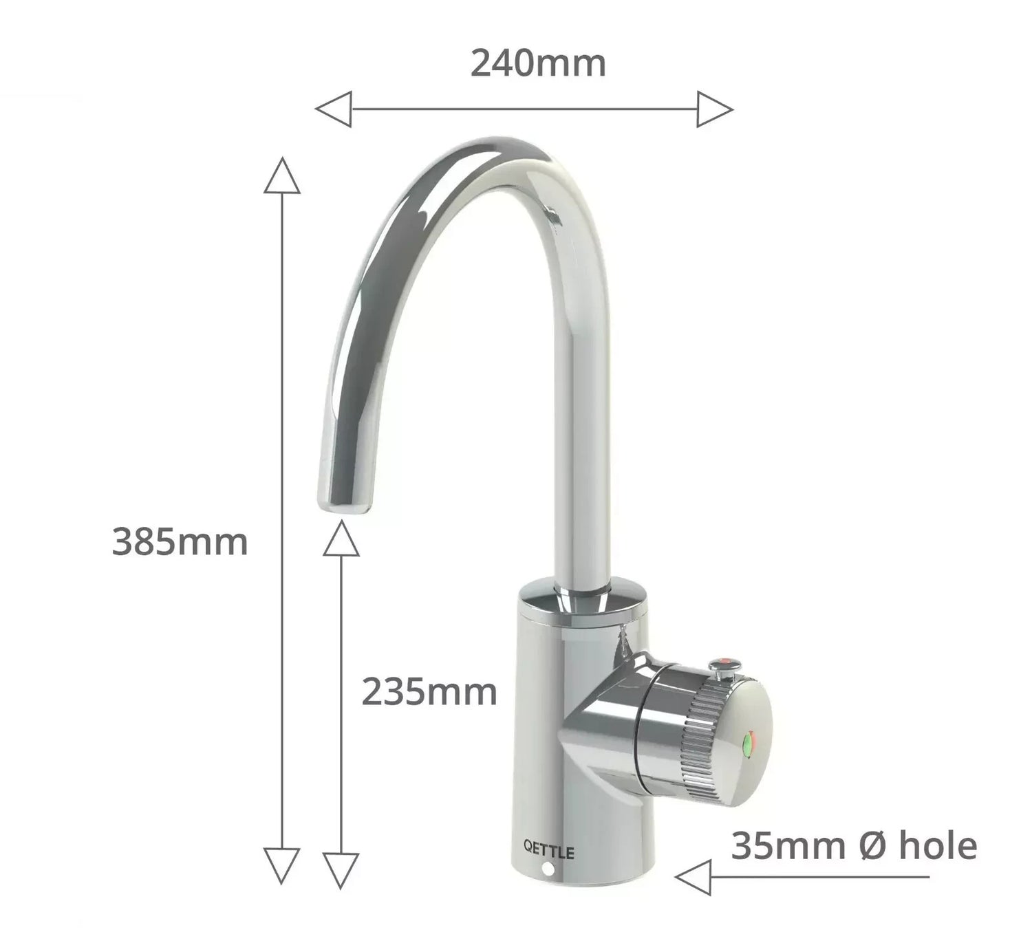 Qettle Q9220 4-in-1 Instant Boiling Water Tap 2 Litre Boiler - Chrome - Round Spout