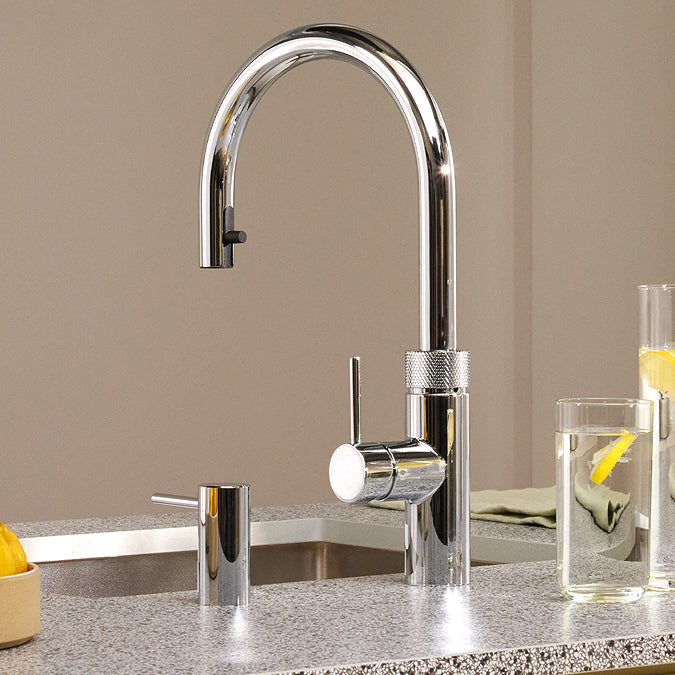 Quooker FXRCHRCOMBI Flex Pull Out Hose Tap with Combi 2.2-EQ B tank Boiling Water Tank - Chrome