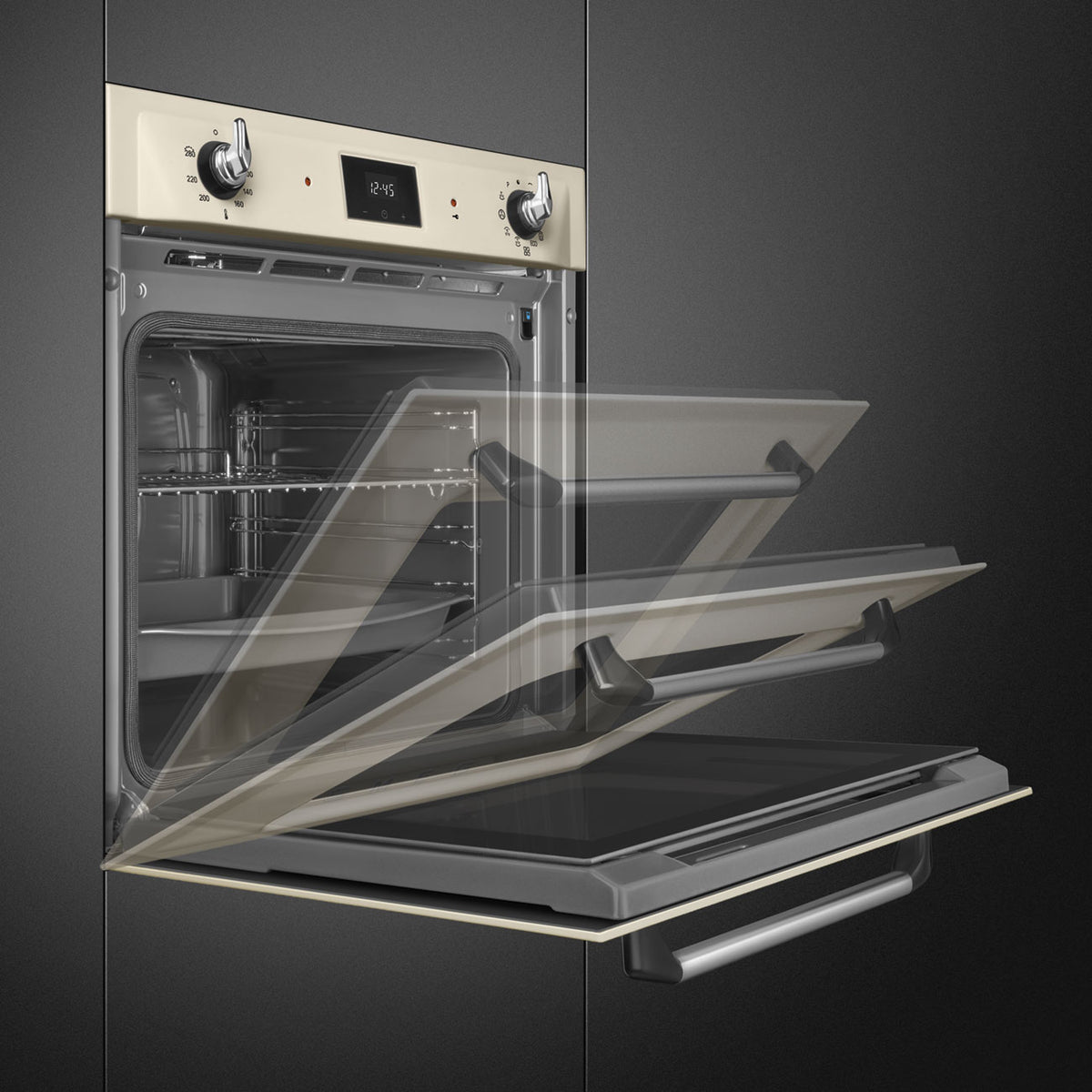 Smeg SOP6900TP Victoria 60cm Built-In Pyrolytic Single Oven - Cream