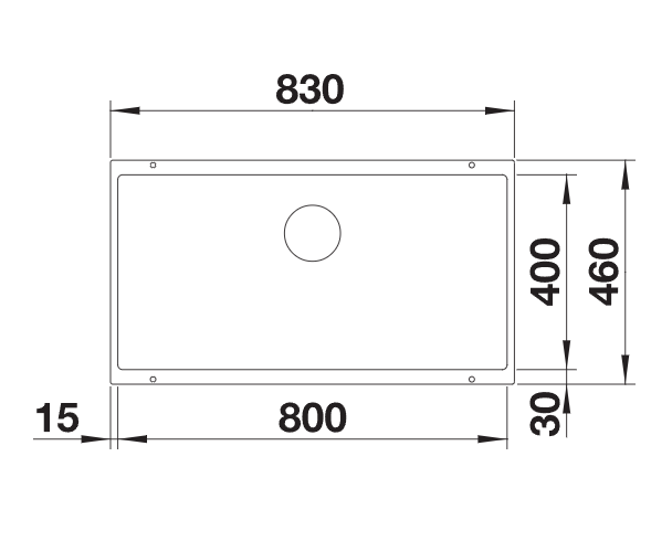 Blanco Subline 800-U - 523145 - 1.0 Bowl Silgranit Undermount Sink - White