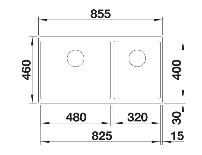 Blanco Subline 480/320-U LH - 525993 - Undermount Sink Silgranit - Black