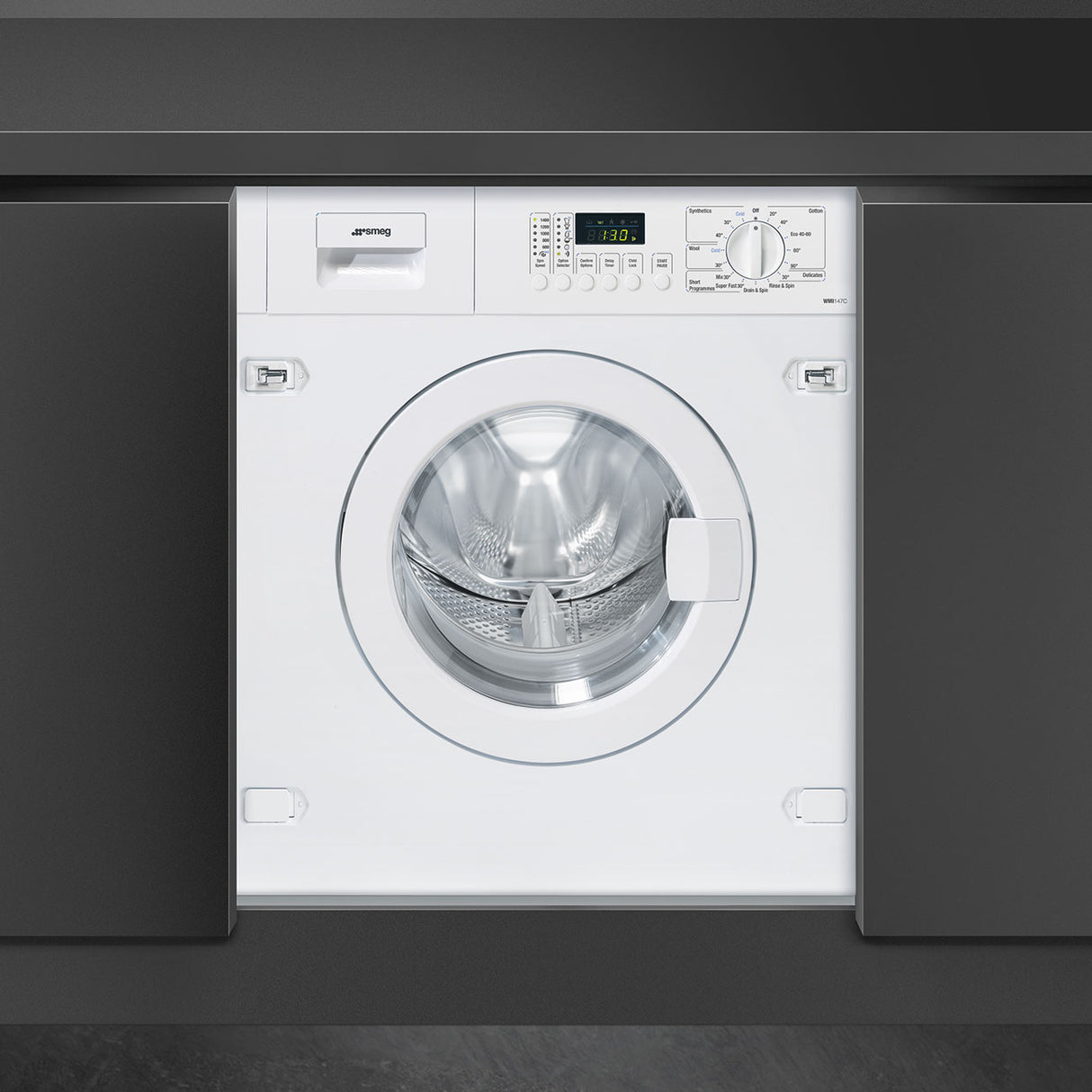 Smeg WMI147C 60 cm 7 kg Fully integrated washing machine, White - Lux Appliances