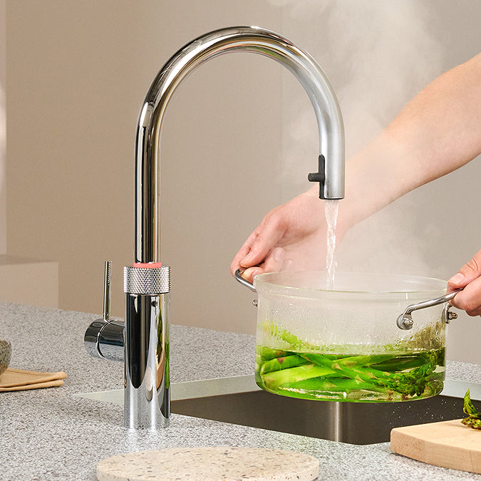 Quooker FXRCHRCOMBI Flex Pull Out Hose Tap with Combi 2.2-EQ B tank Boiling Water Tank - Chrome