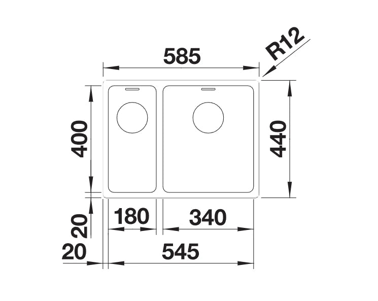 Blanco Andano 340/180-IF RH - 522973 - 1.5 Bowl Inset Kitchen Sink - Stainless Steel