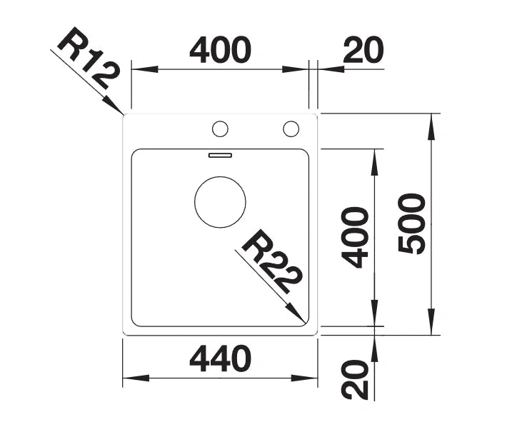 Blanco Andano 400-IF/A - 525244 - Single Bowl Inset Kitchen Sink with Tap Ledge - Stainless Steel
