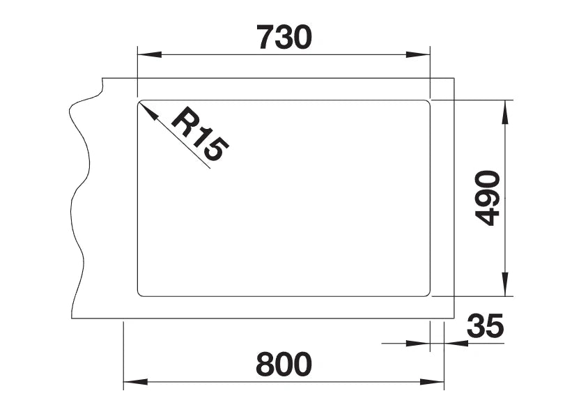 Blanco Andano 700-IF/A - 525246 - Single Bowl Inset Kitchen Sink with Tap Ledge - Stainless Steel