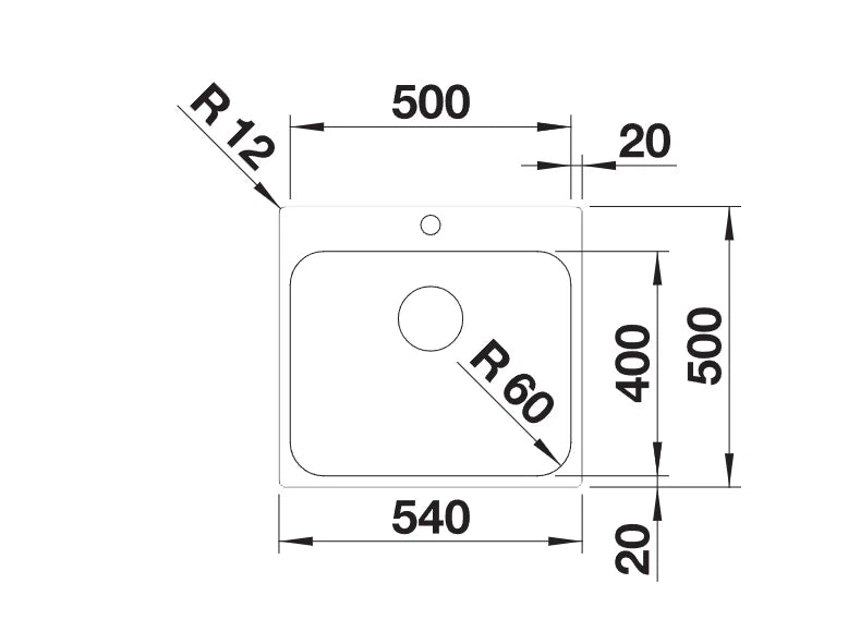 Blanco Supra 500-IF/A - 526354 - Single Bowl Inset Kitchen Sink with Tap Ledge - Stainless Steel