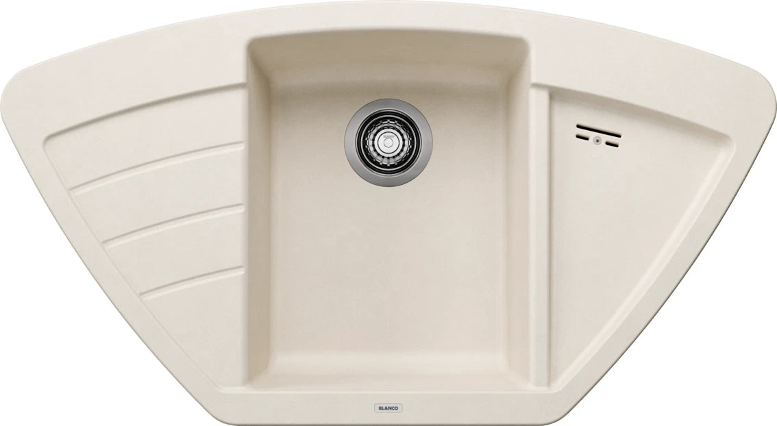 Blanco Zia 9 E Corner - 527212 - Silgranit Inset Corner 1.0 Bowl Kitchen Sink - Soft White
