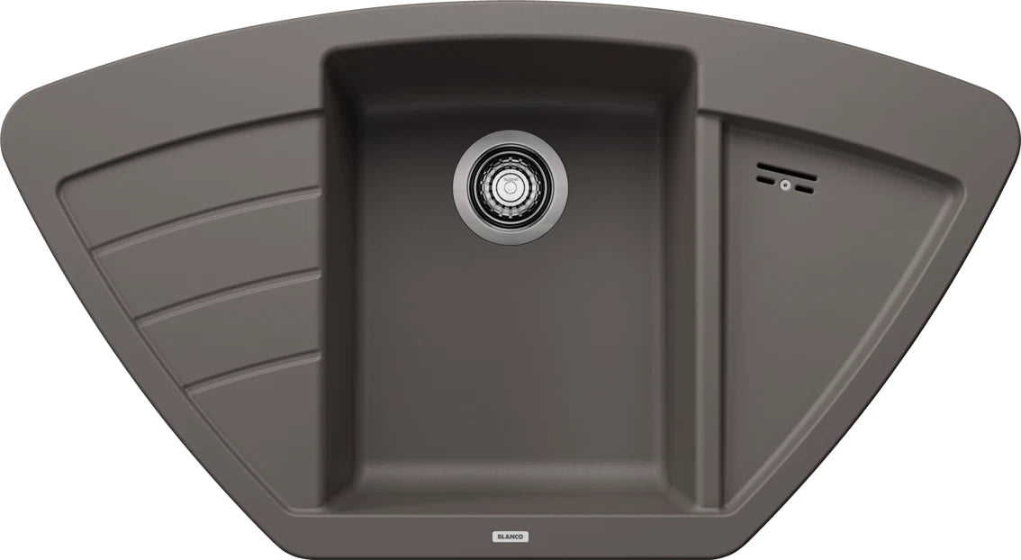 Blanco Zia 9 E Corner - 527395 - Silgranit Inset Corner 1.0 Bowl Kitchen Sink - Volcano Grey