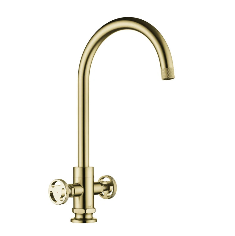 1810 Henry Holt Collection Twin Lever Mixer Tap HH-TL/08/BGB - Brushed Gold Brass