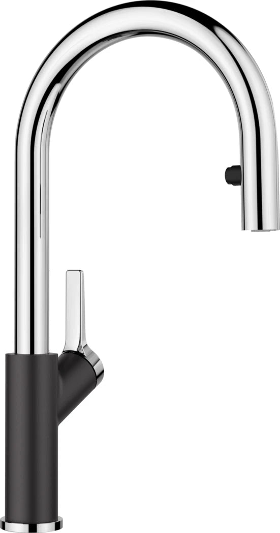 Blanco Carena-S Vario - 526172 - Single Lever Monobloc Kitchen Tap with Pull-out Spray - Silgranit Black/Chrome